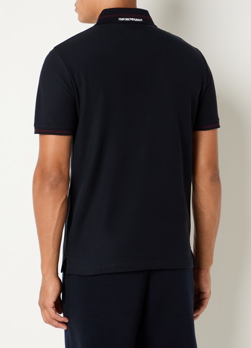 Armani Regular fit polo met stretch - achterkant 2 donkerblauw