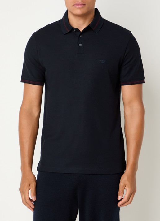 Armani Regular fit polo met stretch - detail donkerblauw