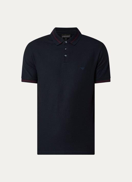 Armani Regular fit polo met stretch - voorkant 3 donkerblauw