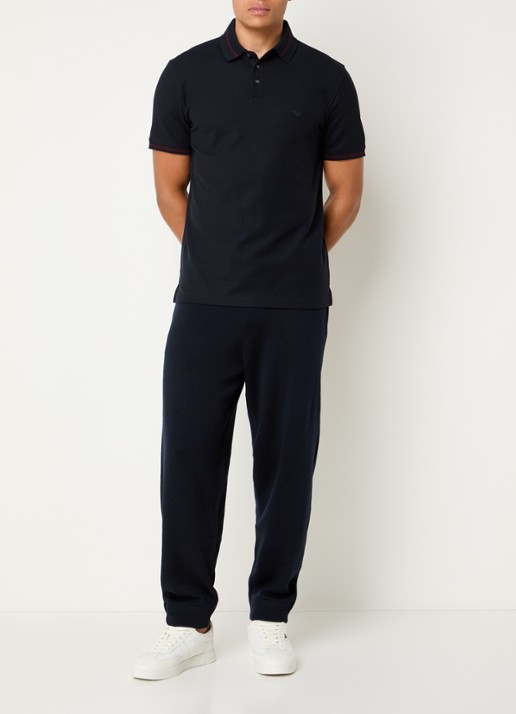 Armani Regular fit polo met stretch - voorkant 4 donkerblauw
