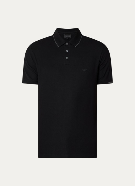 Armani Regular fit polo met stretch - voorkant zwart