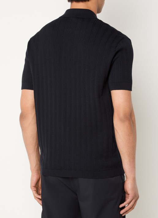 Armani Regular fit polo met structuur - achterkant zwart