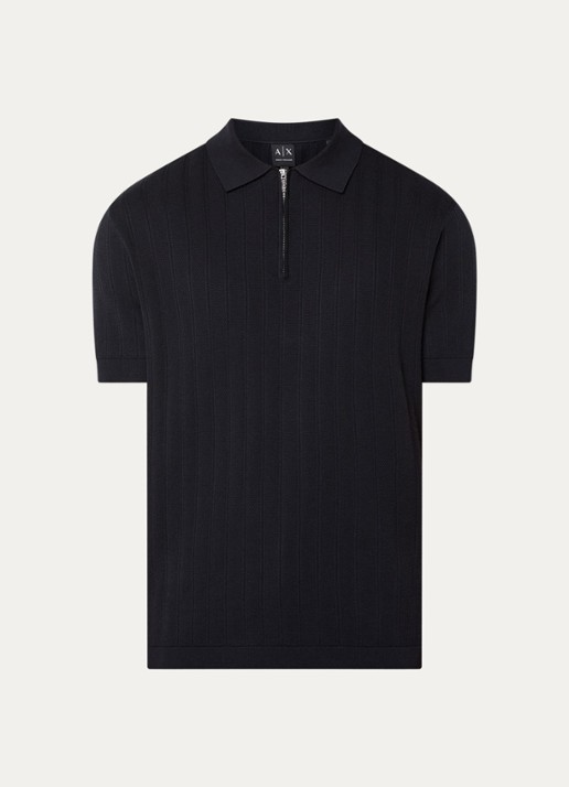 Armani Regular fit polo met structuur - voorkant 2 zwart