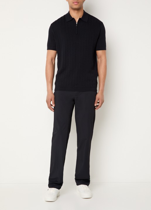 Armani Regular fit polo met structuur - voorkant 3 zwart