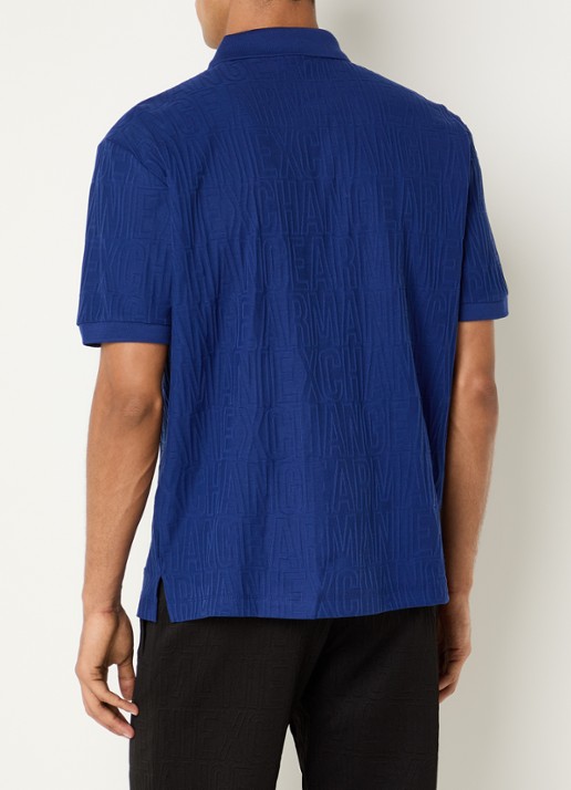 Armani Regular fit polo met structuur - achterkant 4 kobaltblauw