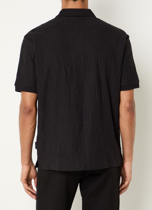 Armani Regular fit polo met structuur - achterkant zwart