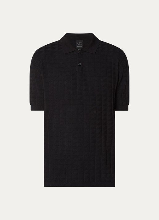 Armani Regular fit polo met structuur - voorkant donkerblauw