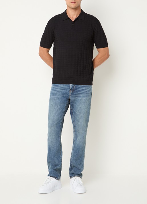 Armani Regular fit polo met structuur - voorkant 2 donkerblauw