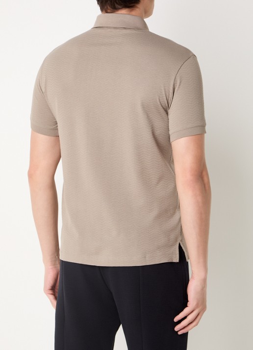 Armani Regular fit polo met structuur - achterkant 4 zand