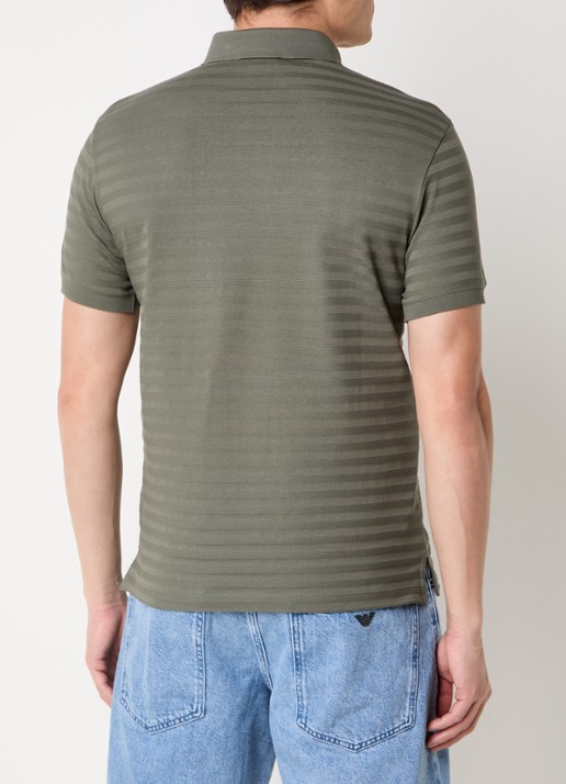Armani Regular fit polo met structuur - achterkant 4 olijfgroen