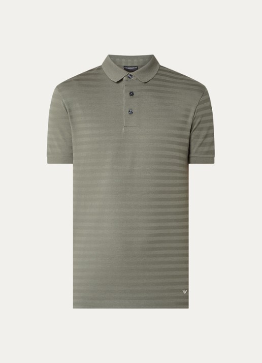 Armani Regular fit polo met structuur - voorkant olijfgroen