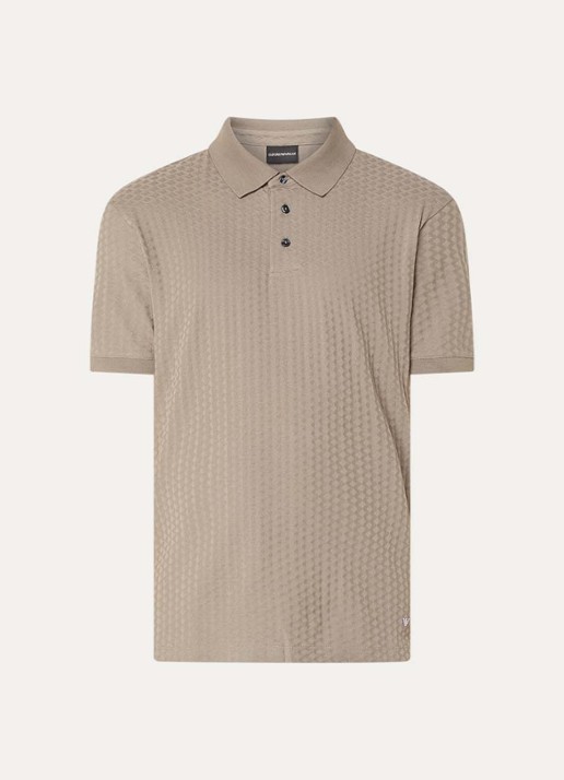 Armani Regular fit polo met structuur - voorkant donkerbeige