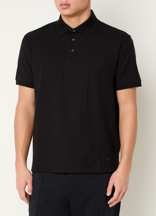 Armani Regular fit polo met structuur - detail zwart