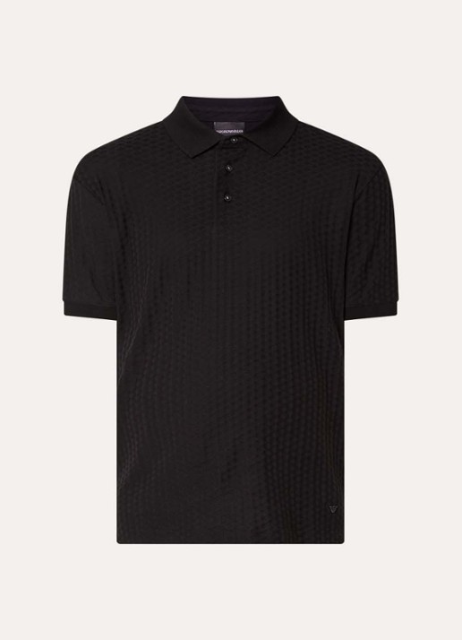 Armani Regular fit polo met structuur - voorkant 3 zwart