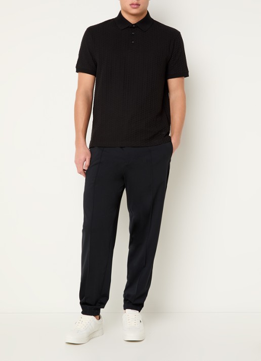 Armani Regular fit polo met structuur - voorkant 4 zwart