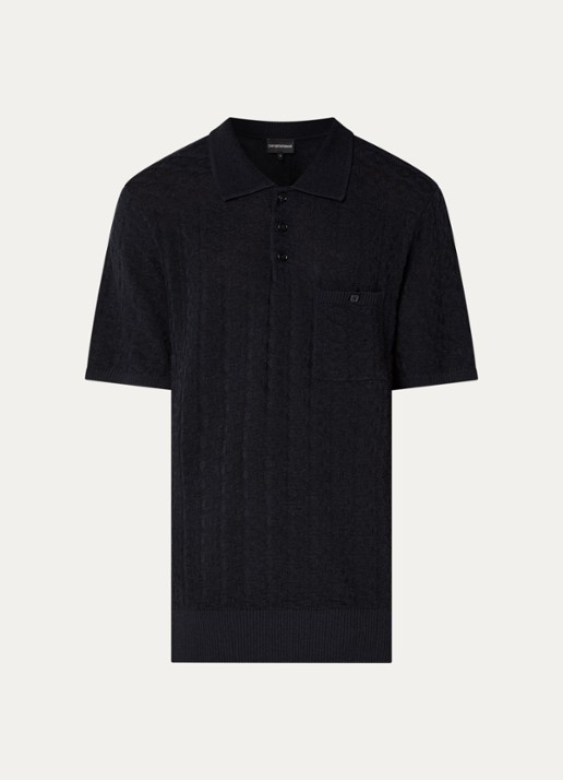 Armani Regular fit polo met structuur - voorkant 2 donkerblauw
