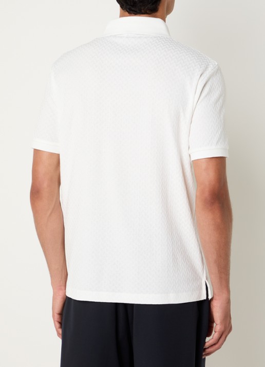 Armani Regular fit polo met structuur - achterkant 3 gebroken wit