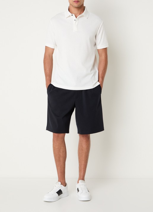 Armani Regular fit polo met structuur - voorkant 2 gebroken wit