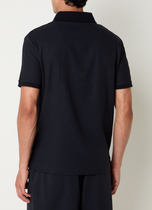 Armani Regular fit polo met structuur - achterkant zwart