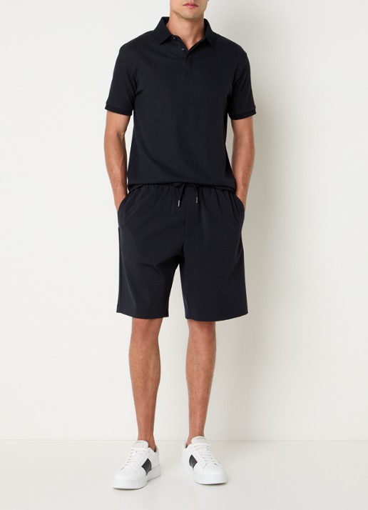 Armani Regular fit polo met structuur - voorkant 4 zwart