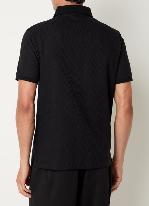 Armani Regular fit polo met structuur - achterkant 2 zwart