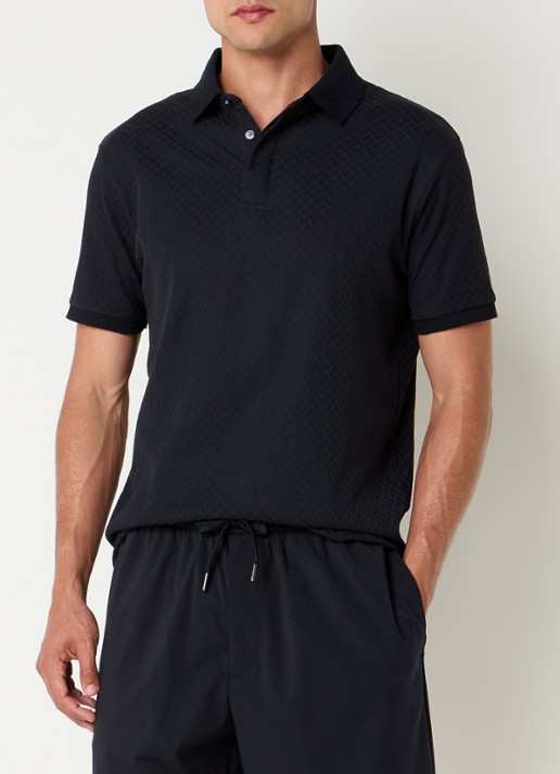 Armani Regular fit polo met structuur - detail 7 zwart