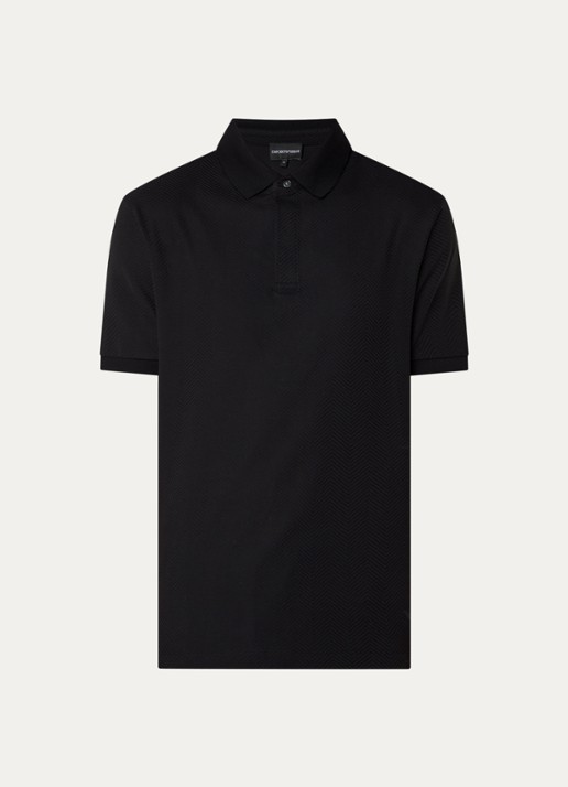 Armani Regular fit polo met structuur - voorkant 5 zwart