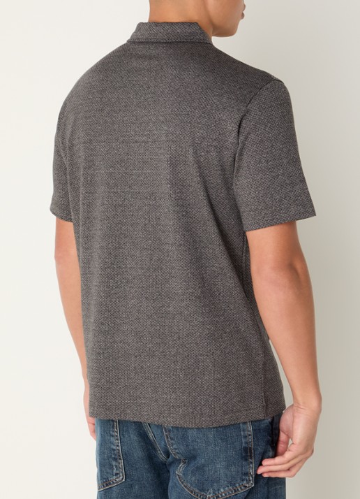 Armani Regular fit polo met structuur - achterkant 4 donkergrijs