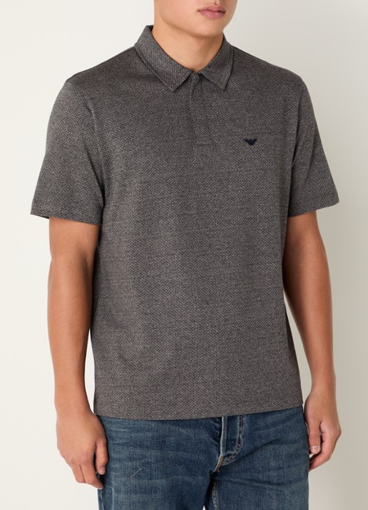 Armani Regular fit polo met structuur - detail donkergrijs