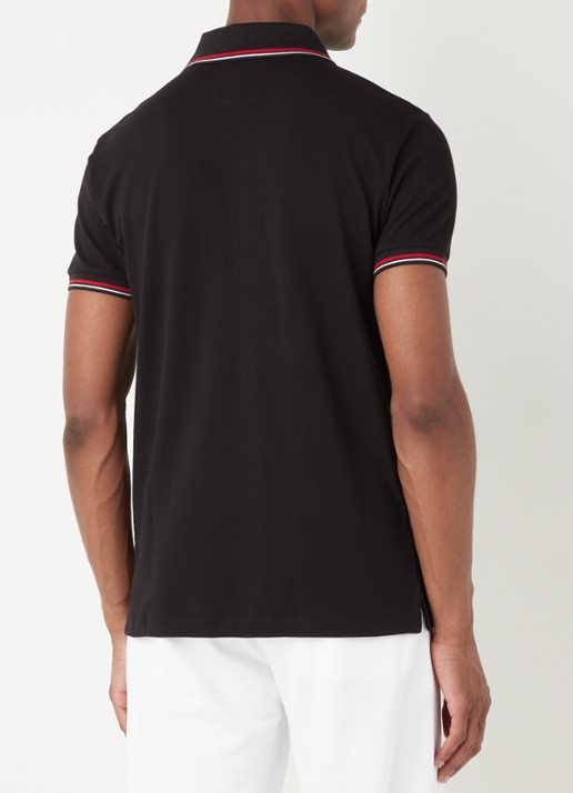 Armani Regular fit polo van piqué katoen met getipte boorden - achterkant zwart