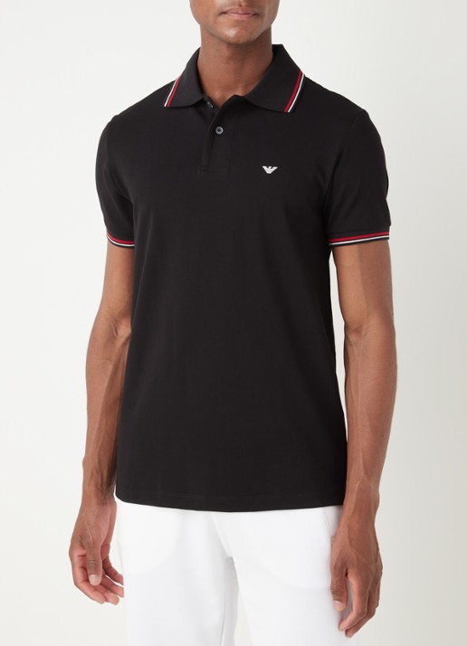 Armani Regular fit polo van piqué katoen met getipte boorden