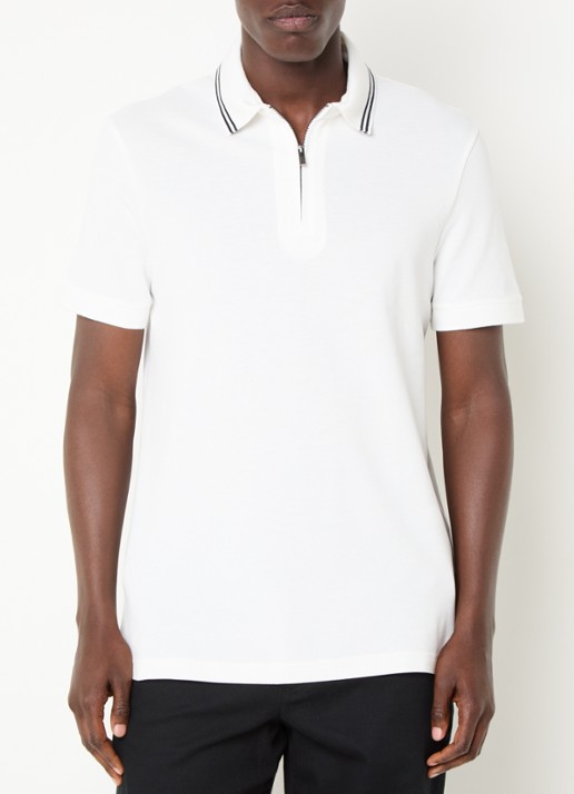 Armani Regular fit polo van piqué katoen met halve rits