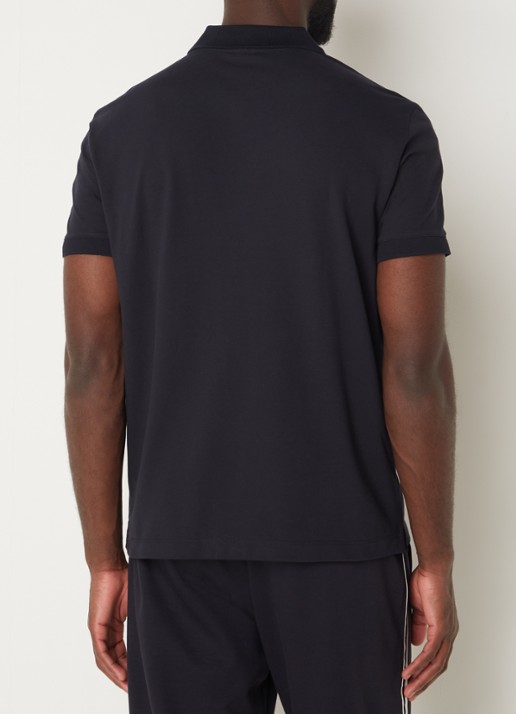 Armani Regular fit polo van piqué katoen met logoborduring - achterkant 4 donkerblauw