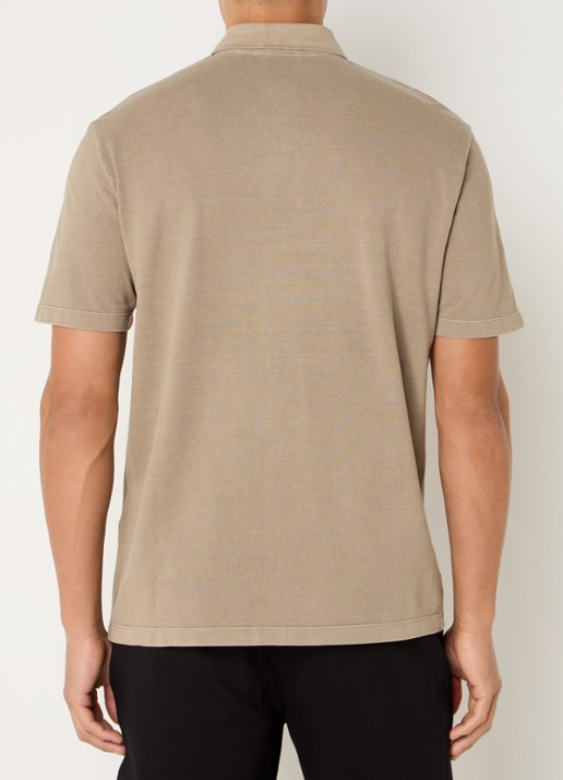 Armani Regular fit polo van piqué katoen met logoborduring - achterkant 4 zand