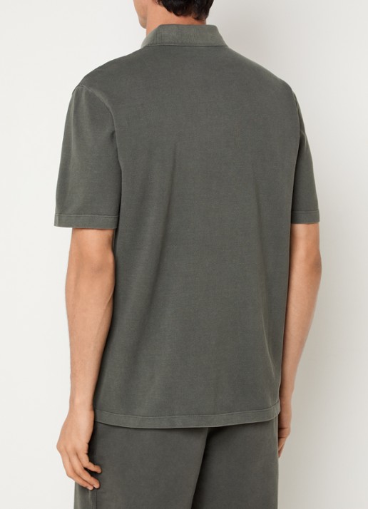 Armani Regular fit polo van piqué katoen met logoborduring - achterkant 3 olijfgroen