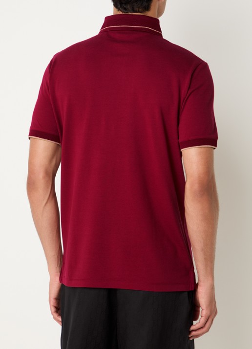 Armani Regular fit polo van piqué katoen met logoborduring - achterkant 3 donkerrood
