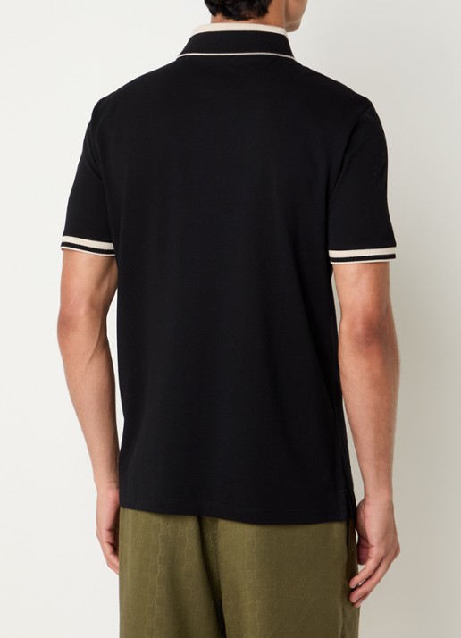 Armani Regular fit polo van piqué katoen met logoborduring - achterkant 4 zwart