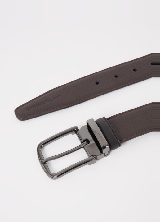 Armani Reversible riem van leer  - detail donkerbruin