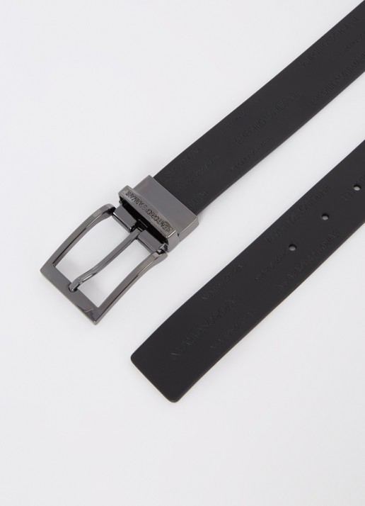 Armani Reversible riem van leer - detail 2 donkerbruin