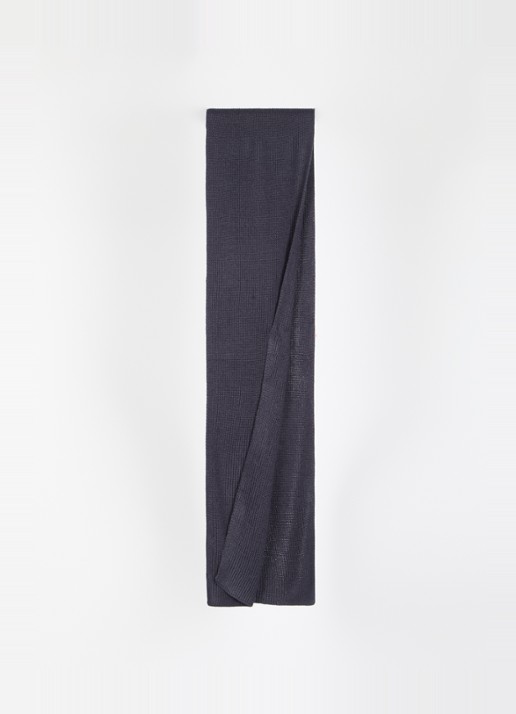 Armani Ribgebreide sjaal in wolblend 190 x 25 cm - voorkant 3 donkerblauw