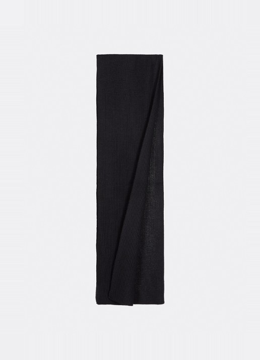 Armani Ribgebreide sjaal in wolblend 190 x 25 cm - detail 2 zwart