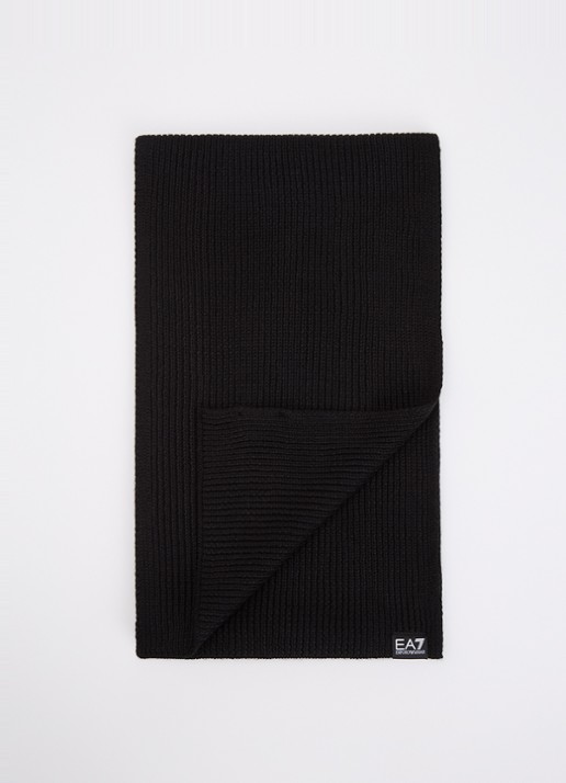 Armani Ribgebreide sjaal in wolblend 190 x 25 cm