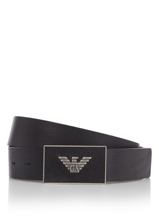 Armani Riem van leer met logo - voorkant zwart
