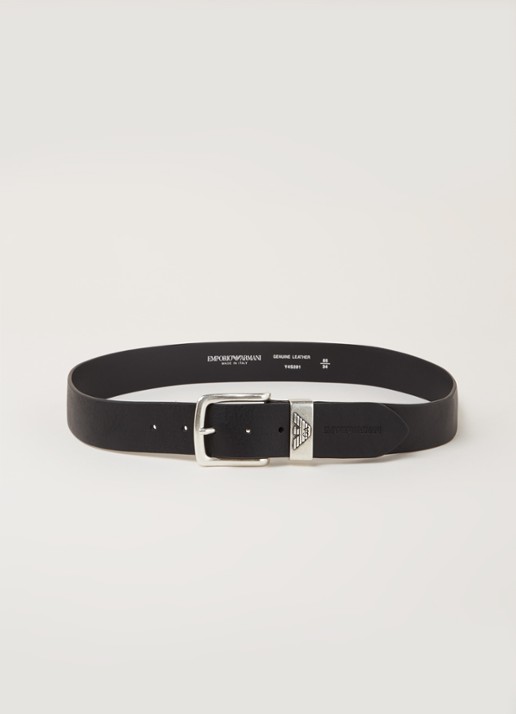 Armani Riem van leer met logo - voorkant 3 zwart