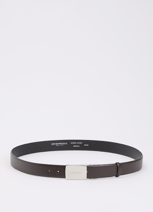 Armani Riem van leer met logo - voorkant 2 donkerbruin