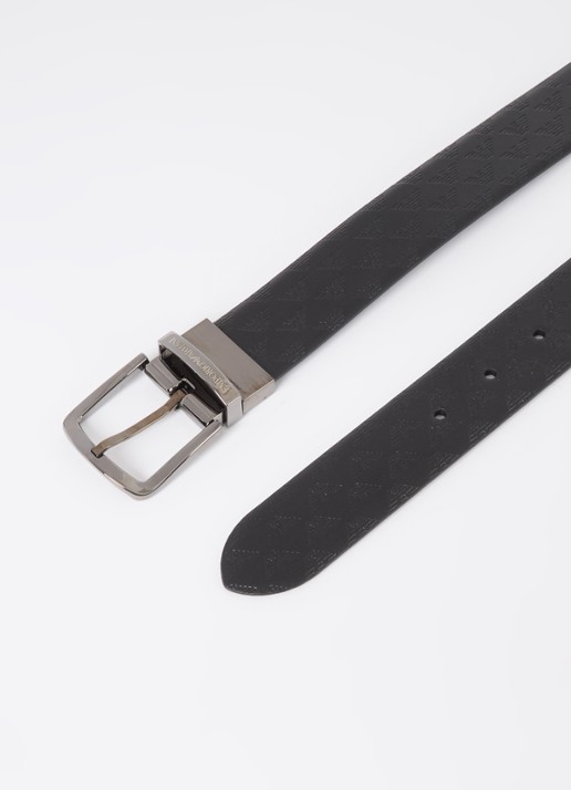 Armani Riem van leer met logoprint - detail 2 donkerbruin