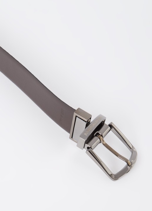 Armani Riem van leer met logoprint - detail 3 donkerbruin