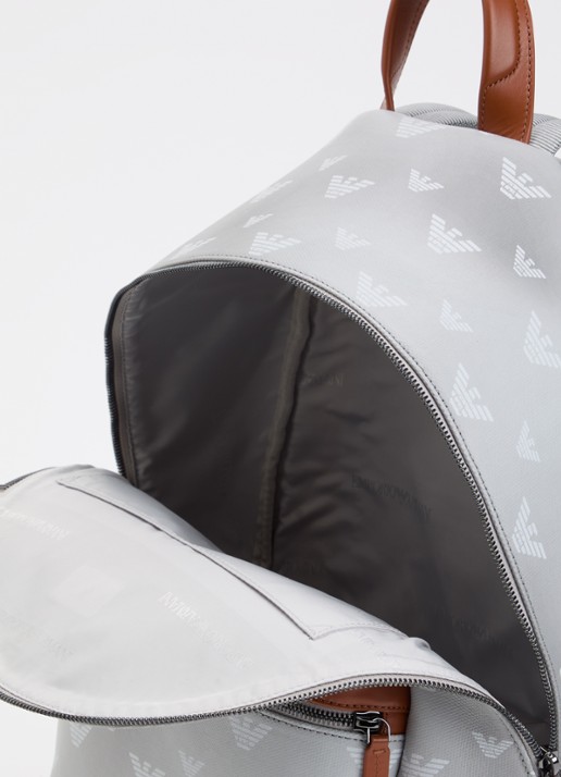 Armani Rugzak van canvas met logoprint en details van leer - detail 2 grijs