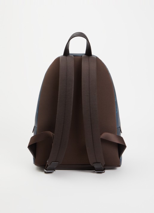 Armani Rugzak van canvas met logoprint en details van leer - achterkant blauwgrijs