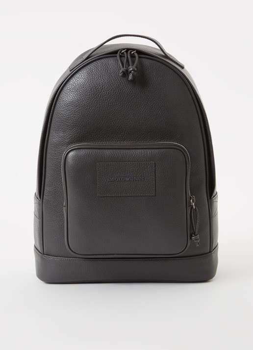 Armani Rugzak van leer met 13 inch laptopvak - voorkant 3 grijs
